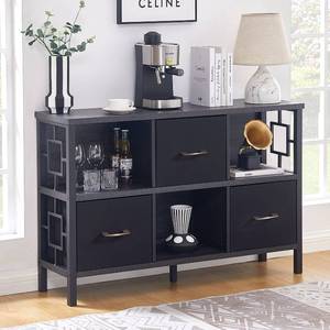 lot 18708 image: HOMISSUE 6 Cube Storage Organizer, Industrial Cube Storage Shelf with 3 Foldable Cube Storage Bin, Long Horizontal Bookshelf with Metal Frame, Low Bookshelf for Living Room and Office, Grey