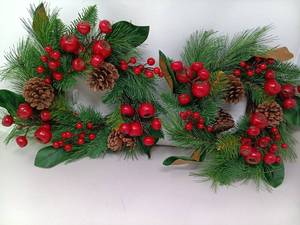 lot 18826 image: Set of 2 Holiday Berries & Greens