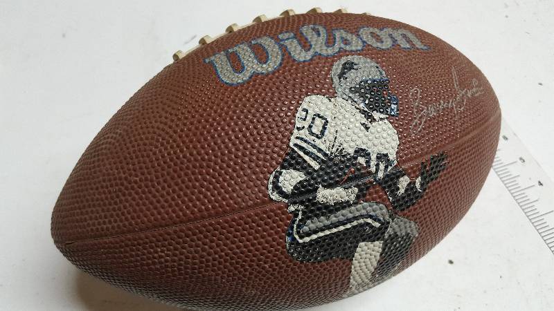 lot 5865 image: Wilson Barry Sanders football. Made of plastic, not leather