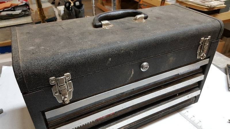 lot 5866 image: Black Heavy Duty CRAFTSMAN 3 drawer tool box, portable tool chest.