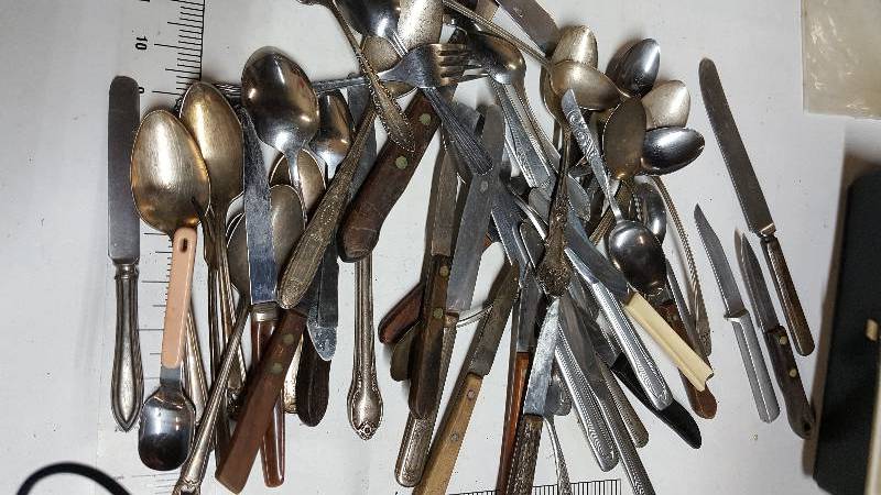 lot 5816 image: Large lot of vintage silverware, unmatched set, and some that needs some polishing