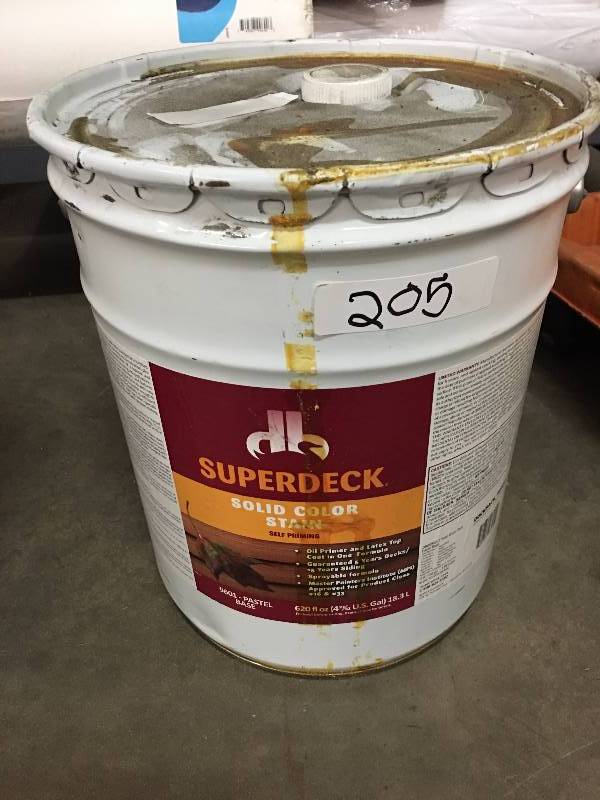 lot 205 image: 5 GALLONS SUPER DECK  SOLID COLOR STAIN 9601 PASTEL BASE