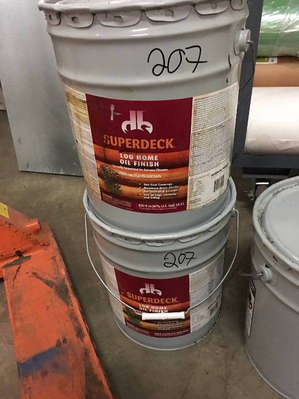 lot 207 image: 5 GALLONS SUPER DECK  LOG HOME OIL FINISH 7300 AUTUMN BROWN