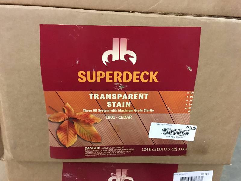 lot 9105 image: 4 GAL. SUPERDECK TRANSPARENT STAIN - 1901 CEDAR