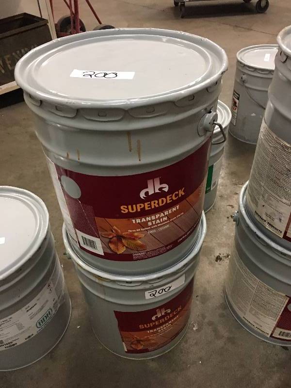 lot 200 image: LOT OF TWO 5 GAL. PAILS SUPERDECK TRANSPARENT STAIN - 1901 CEDAR