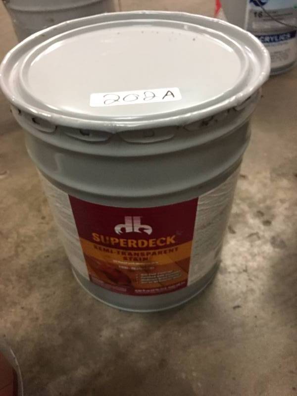 lot 202A image: 5 GAL. PAIL SUPERDECK TRANSPARENT STAIN - 2300 REDWOOD