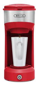 lot 79903 image: BELLA Dual Brew Single Serve Coffee Maker, K-cup Compatible with Ground Coffee Basket & Adapter - Carefree Auto Shut Off & Adjustable Tray, 14oz, Red
