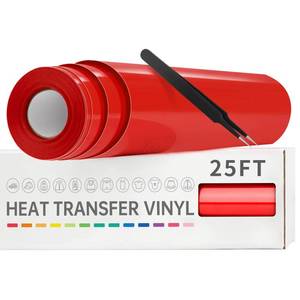 lot 79907 image: VinylRus Heat Transfer Vinyl-12� x 25ft Red Iron on Vinyl Roll for Shirts, HTV Vinyl for Silhouette Cameo, Cricut, Easy to Cut & Weed