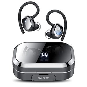 lot 79926 image: KT1 Ear Buds Wireless Earbuds V5.3 Bluetooth Earbuds 120Hrs Playtime, 4.7g Mini Size Painless Wear, IPX7 Waterproof, Deep Bass 2.0, Over-Ear Earbuds Wireless Bluetooth Headphones for Sport Running