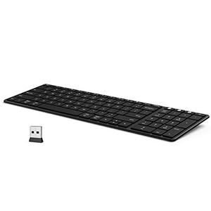lot 79927 image: seenda Wireless Keyboard - Multi-Device (2.4GDual Bluetooth 4.0) Rechargeable Keyboard with Numeric Keypad, Slim Compact Keyboard for Mac OS and Windows, PC, Tablet, Laptop, iPad, iPhone, Black