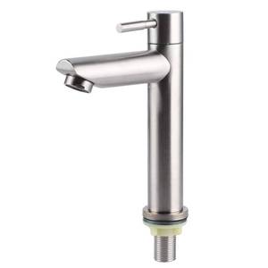 lot 79929 image: G12 Single Cold Faucet, Stainless Steel Brushed Nickel Kitchen Sink Faucet, One Hole Deck Mount Lavatory Faucet Bathroom Faucet(Flat)