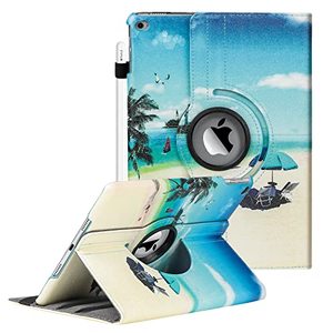 lot 79938 image: 9.7 inch ipad Case Fit iPad 9.7 2018 2017  iPad Air 2  iPad Air - 360 Degree Rotating Case Cover for iPad 9.7 (5th Generation, 6th Gen)  iPad Air 2  iPad Air with Auto Sleep Wake (Beach)