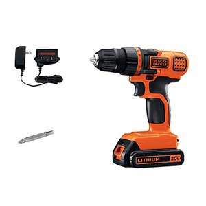 lot 79948 image: BLACKDECKER 20V MAX Cordless Drill and Driver, 38 Inch, With LED Work Light, Battery and Charger Included (LDX120C)