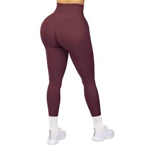 lot 79970 image: SUUKSESS Women Seamless Butt Lifting Leggings High Waisted Workout Yoga Pants (Wine Red, L)