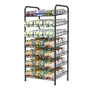 lot 79977 image: Vrisa Can Organizer for Pantry 7-tier Can Rack Organizer Metal Can Storage Dispenser Rack Holds up to 84 Cans for Canned Food Kitchen Cabinet or Pantry Shelf Black