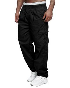 lot 79998 image: LVCBL Mens Elastic Band Cargo Pants Relaxed Fit Cargo Sweatpants Jogger Outdoor Trousers, Black, L