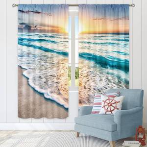 lot 79999 image: Cinbloo Ocean Scenic Curtains Tropical Beach Landscape Rod Pocket 42Wx63L Inch Hawaiian Scenery Bedroom Decor Seashore Seascape Wall Art Coastal Sea Waves Living Room Window Drapes Fabric 2 Panels