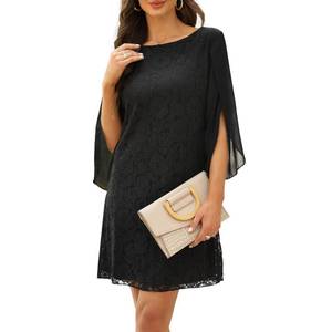 lot 80011 image: Wedding Guest Dresses for Women,Cocktail Dress,Dresses for Weddings as a Guest, Lace Chiffon Evening Dress Black