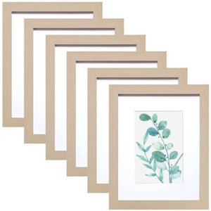 lot 80030 image: 8x10 Picture Frame Natural Woodgrain Set of 6, Display Pictures 5x7 With mat or 8x10 Without Mat