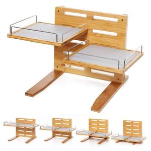 lot 80046 image: FOREYY Adjustable Raised Dog Bowls,Bamboo Elevated Feeder Stand with Non-Skid Feet for Food and Water,5 Level Wooden Pet Dining Table Comfort Feeding Station for Medium Large Big Dogs