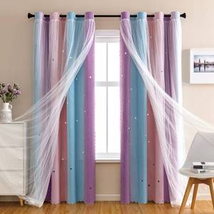 lot 80062 image: XiDi Rainbow Bedroom Curtains for Kids Room Decor, Blackout Curtains for Unicorn Wall Decals, Purple Princess Curtains 63 Inches Long 34 Wide 1 Panel