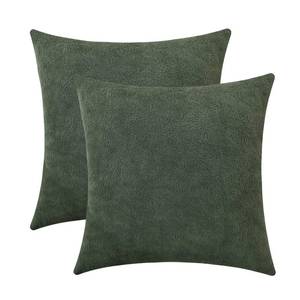 lot 80068 image: Jeneoo Olive Green Decorative Cozy Throw Pillow Covers Soft Chenille Square Couch Cushion Case for Home Sofa Decor (Set of 2, 18 x 18 Inches)