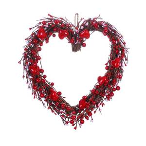 lot 80071 image: VioletEverGarden Valentine�s Day Wreath,15� Heart Shaped Wreath with Red White Pink Berries for Valentine�s Day Wedding Festival Decor