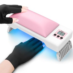 lot 80131 image: Waysse UV LED Nail Lamp with UV Gloves, 72W Nail Dryer with 3 Timer Settings and Arm Rest for Cures All Nail Polish, Professional UV Protection Gloves for Nail Art Manicure