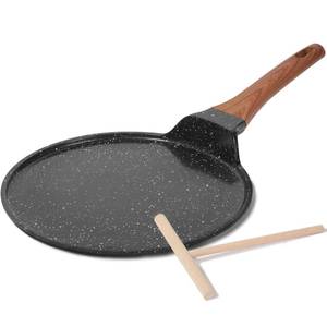 lot 80150 image: ESLITE LIFE Nonstick Crepe Pan with Spreader, 9.5 Inch Ceramic Coating Flat Skillet Tawa Dosa Tortilla Pan, Compatible with All Stovetops (Gas, Electric & Induction), PFOA Free, Black