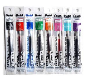 lot 80153 image: Pentel LR7 Refills for EnerGel Gel Pen, 0.7mm Metal Tip - Set of 8 Colors - Black, Blue, Red, Green, Orange, Pink, Sky Blue & Violet - Supplied Loose