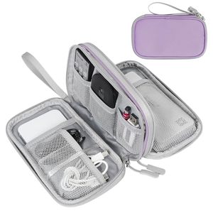 lot 80168 image: FYY Electronic Organizer, Travel Cable Organizer Bag Pouch Electronic Accessories Carry Case Portable Waterproof Double Layers Storage Bag for Cable, Charger, Phone, Medium Size- Light Purple