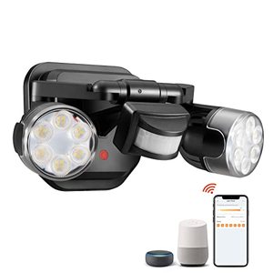 lot 80178 image: OREiN Motion Sensor Outdoor Lights, AC Smart WiFi Flood Lights Outdoor Connect to The Third Platform, 450°Wide Adjustment 1600LM12W(150W Equiv), 5000K LED Security Light for House,Black (Hardwired)