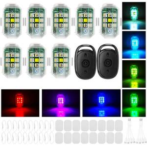 lot 80181 image: Xuhal 8 Pcs Wireless Strobe Lights with Remote Anti Collision led Emergency Lights 7 Colors USB High Brightness Flashing Rechargeable Night Signal Taillight for Trucks Motorcycle Car Drone Bike