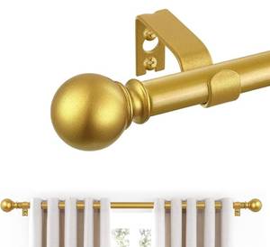 lot 80207 image: Gold Curtain Rods 28 to 48 Inches(2.3-4 Feet),58 inch Splicing Drapery Rods,Small Curtain Rods Set,Size 18-45,Brass Gold