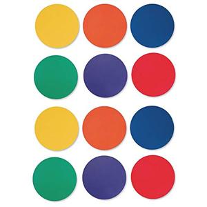 lot 80215 image: S&S Worldwide Spectrum 5, Anti-Skid, Soft Round Vinyl Spot Markers for PEGym Classes, Class Room Activities and Games, Assorted Colors. Set of 12.