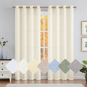 lot 80222 image: jinchan Curtains for Bedroom Living Room 84 Inch Long Room Darkening Farmhouse Country Window Curtains Cream White Curtains Grommet Curtains Drapes 2 Panels