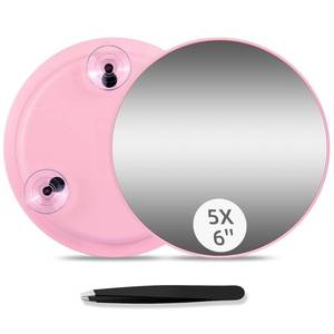 lot 80223 image: 5X Makeup Magnifying Mirror 6 Magnifying Mirror with Suction Cups, Travel Makeup 5x Magnification Large Magnified Mirror, Compact Cosmetic Magnifying Mirror and Tweezres, 5X Travel Magnifying Mirror
