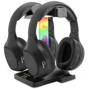 lot 80233 image: WallarGe Dual Wireless Headphones for TV Watching with 5.8GHz RF Transmitter Charging Dock, Over-On Ear TV Headphones Wireless for 25Hrs Playtime and No Lip-Sync Delay, Plug & Play. Set of Two