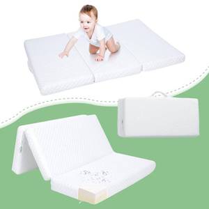 lot 80235 image: Mini Crib Mattress, 38� x 26� x 2.5� Foldable Travel Pack n Play Mattress with Handles, Dual Sided Memory Foam Baby Mattress Pad with Washable Fabric Cover for Infant & Toddler, White