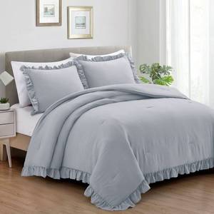 lot 80240 image: Bonlino Bed Bedding Comforter Set Bedroom - 3 Pieces Farmhouse Comforter Ruffle Boho Bed Comforter, Fluffy Soft Lightweight Bedding Chic Rustic Country Style for Home Dorm (Oversized King, Grey)