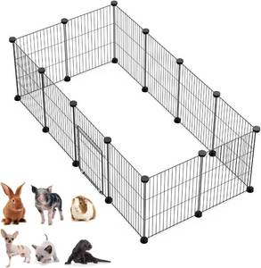 lot 80246 image: LANGXUN DIY Small Animal Pet Playpen with Door, Rabbit, Guinea Pig Cages, Puppy, Kitten Playpen  Indoor & Outdoor Portable Metal Wire Yard Fence, 12pcs Pet Panels