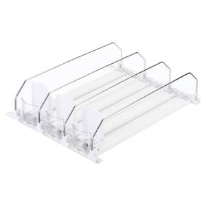 lot 80248 image: uxcell 3pcs Soda Can Organizer for Refrigerator, Self-Pushing Drink Organizer for Fridge, Width Adjustable Drink Dispenser Beverage Pusher For Pantry Vending Machine, White
