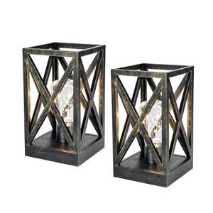 lot 80256 image: WINGBO 2 Pack Retro Battery Powered Table Lamps, Battery Operated Cordless Lamp Set, Portable Nightlight Decorative Light for Living Room Dining Room Bedroom Entryway Patio, Black & Gold Finish