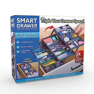 lot 80261 image: Ontel Smart Drawer Organizer, Multi-Level Jewelry and Cosmetics Storage, Black, 2.65 in