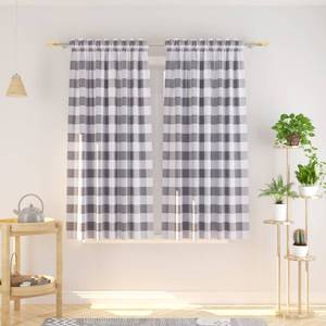 lot 80284 image: NATUS WEAVER Buffalo Check Curtains 45 inches Long Cotton Basement Grey and White Gingham Plaid Kitchen Window Curtain Panels Living Room Checker Drapes Bedroom Rod Pocket Window Treatment 2 Panels
