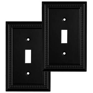 lot 80285 image: Sunken Pearls Decorative Wall Plate Switch Plate Outlet Cover, Durable Solid Zinc Alloy (Single Toggle 2PK, Matte Black)