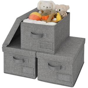 lot 80296 image: GRANNY SAYS Fabric Bins with Lids, Storage Baskets for Closet Organization, Decorative Storage Containers with Label Holder, Shelf Bins for Organizing Clothes, Dark Gray, 3-Pack