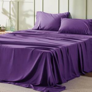 lot 80297 image: Bedsure Full Size Sheet Sets - Soft Sheets for Full Size Bed, 4 Pieces Hotel Luxury Purple Sheets Full, Easy Care Polyester Microfiber Cooling Bed Sheet Set