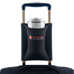 lot 80298 image: simpletome Luggage Cup Holder Hands-Free Travel Drink Caddy Bag Attachment Simple Style Elastic Materials Easy to Install and Remove(Black)