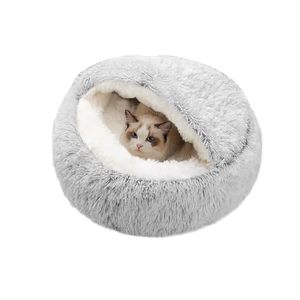 lot 80324 image: Cat Beds for Indoor Cats, Plush Fluffy Hooded Cat Bed Cave, Calming Dog Beds for Small Dogs, Anti-Anxiety Cozy Cuddler Luxury Puppy Bed, Anti-Slip Bottom Pet Bed